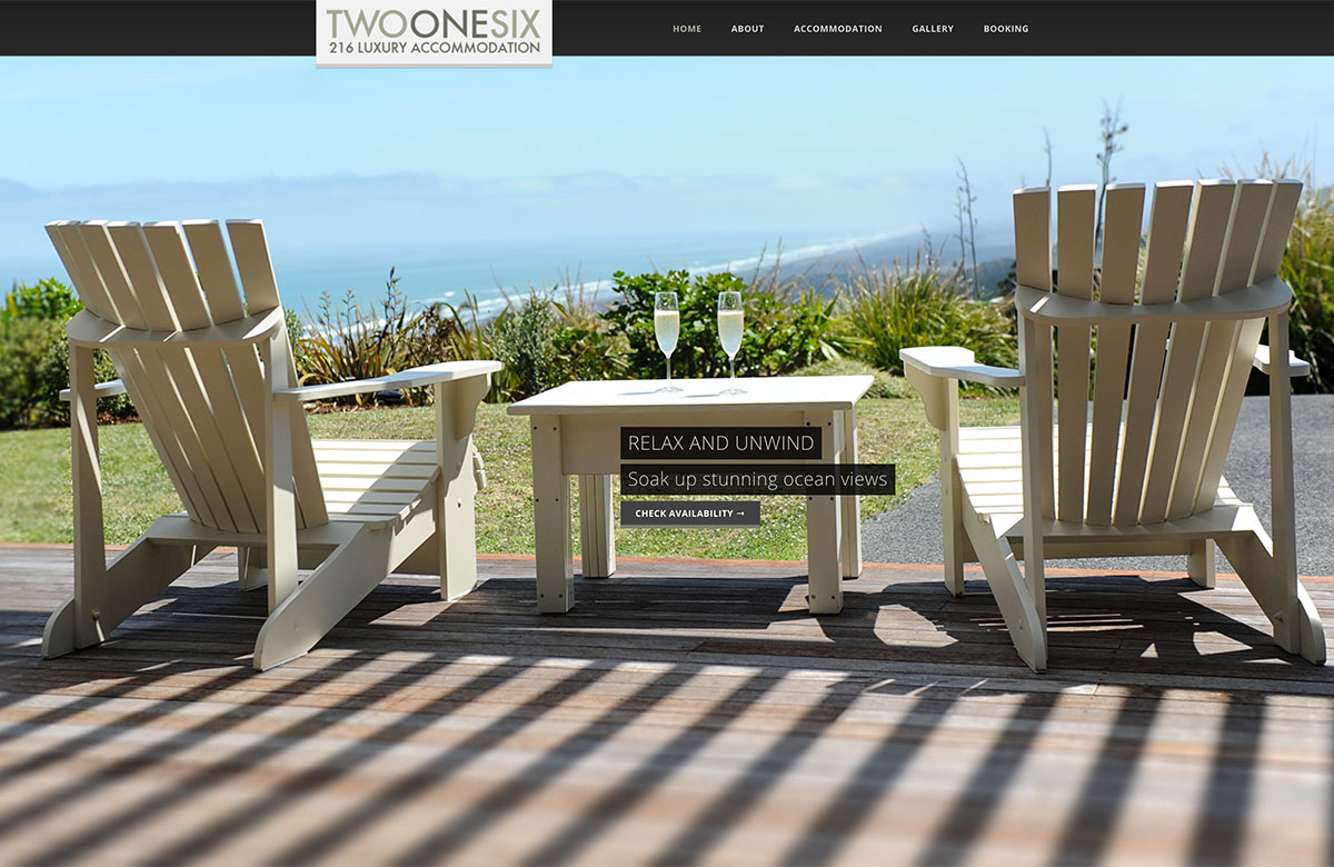 TWO ONE SIX Luxury Accommodation Website Photography